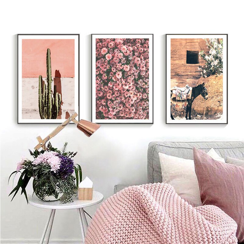 Pink Flower Cactus Canvas Art