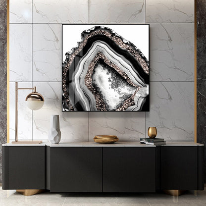 Black Gray White Agate Canvas Art