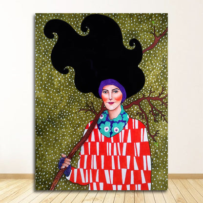 Big Hair Girl Canvas Art