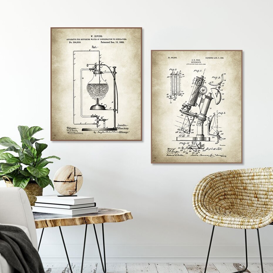 Microscope Chemistry Periodic Table Patent Canvas Art