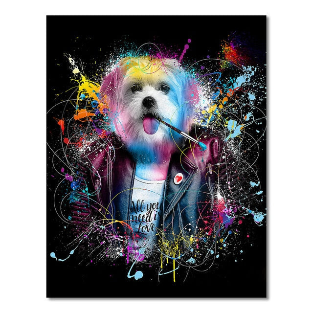 Graffiti Cute Dogs Canvas Art