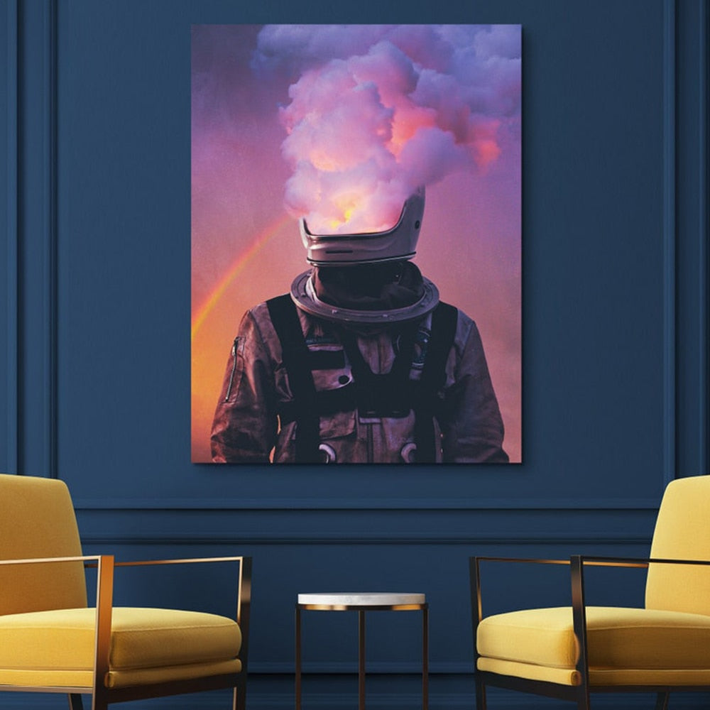 Astronaut In Space Looking Down On The Earth Canvas Art