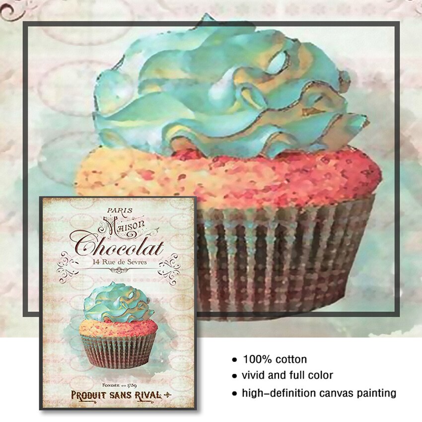 Macaroon Cupcake Canvas Art