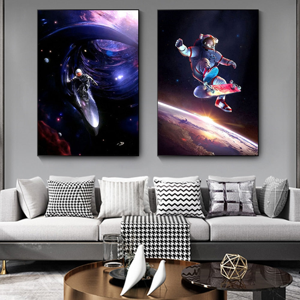 Astronaut Extreme Sports Canvas Art