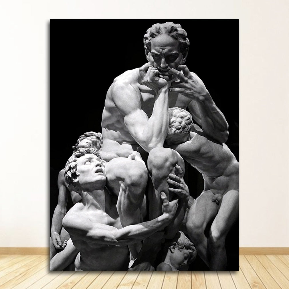 Black and White David Head Wall Art Canvas