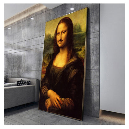 Art Mona Lisa Smoking Joint Canvas