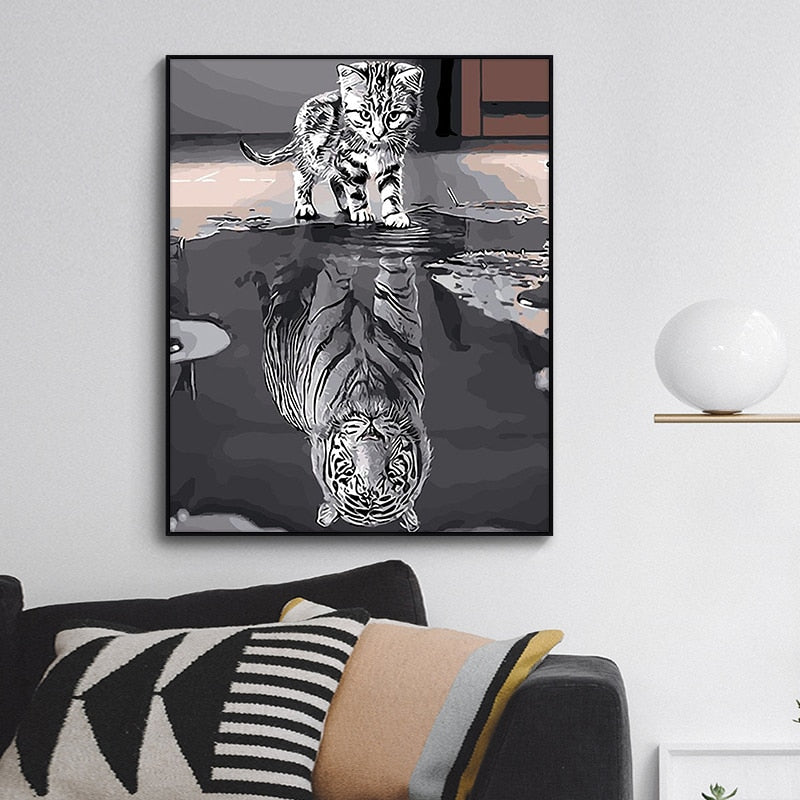 Cat Reflection Canvas Art