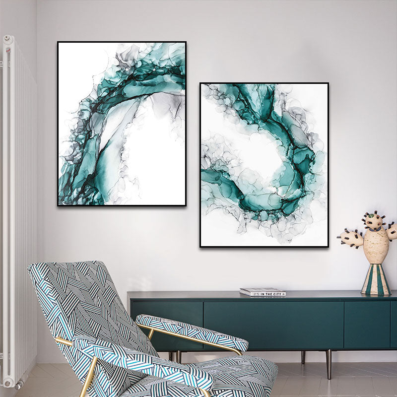 Abstract Blue Marble Canvas Art