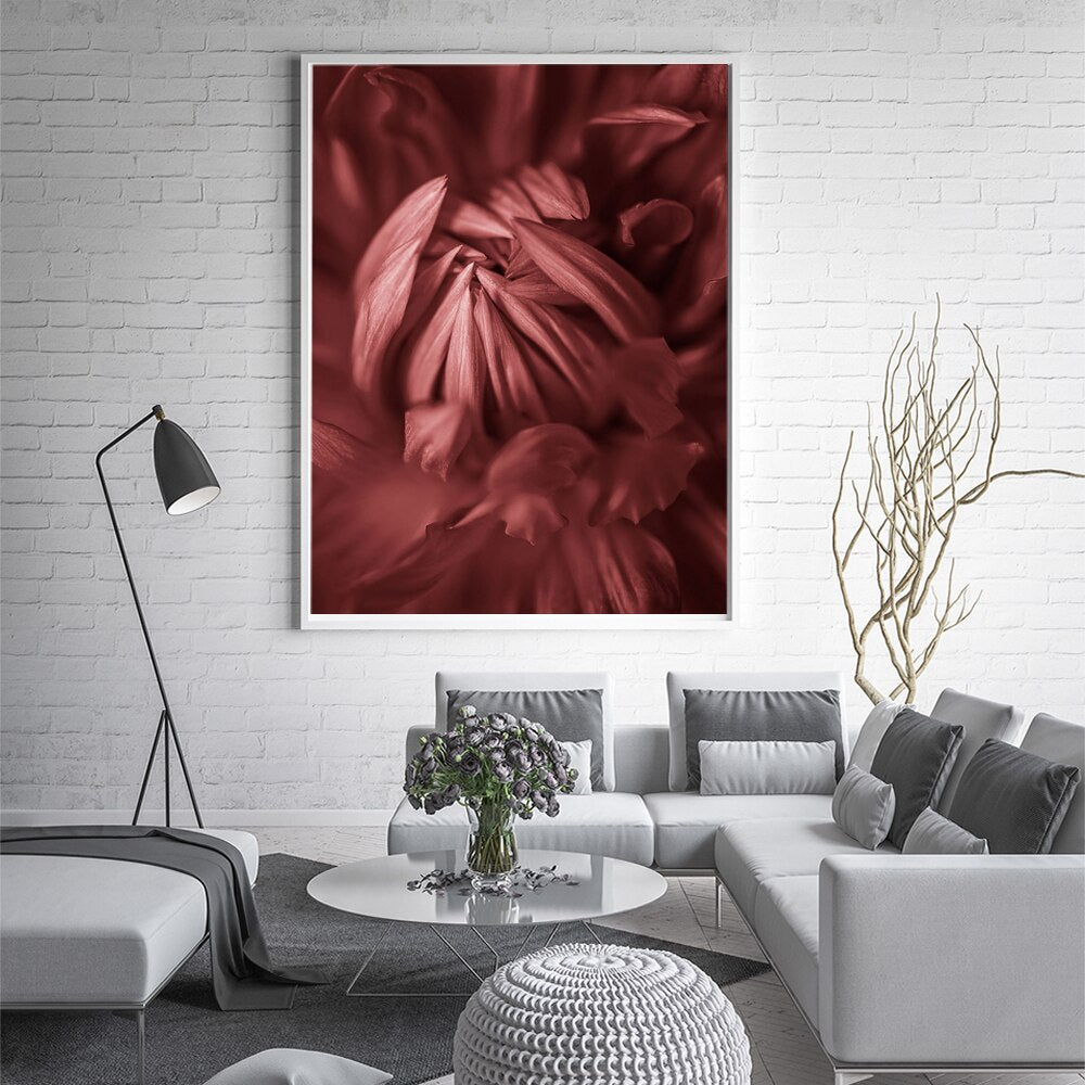 Beautiful Red Palm Leaves Flower Canvas Art