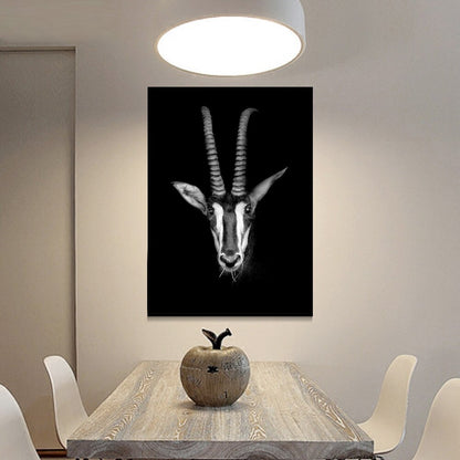 Black and White Tiger Antelope Horse Giraffe Butterfly Canvas Art