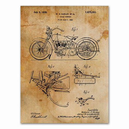 Motorcycle Patent Blueprint Canvas Art