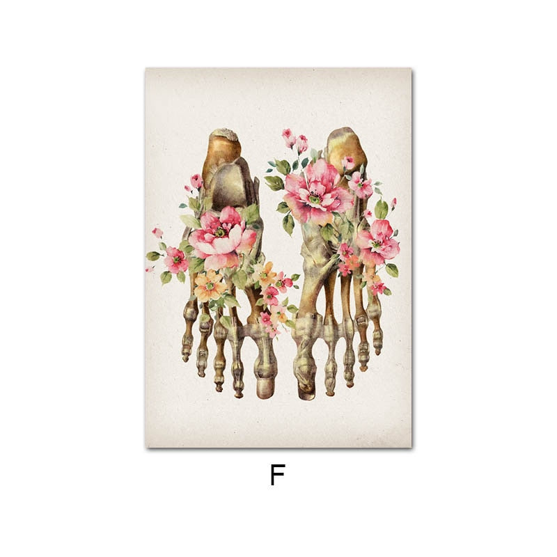 Floral Skeletal Bones Anatomy Canvas Art