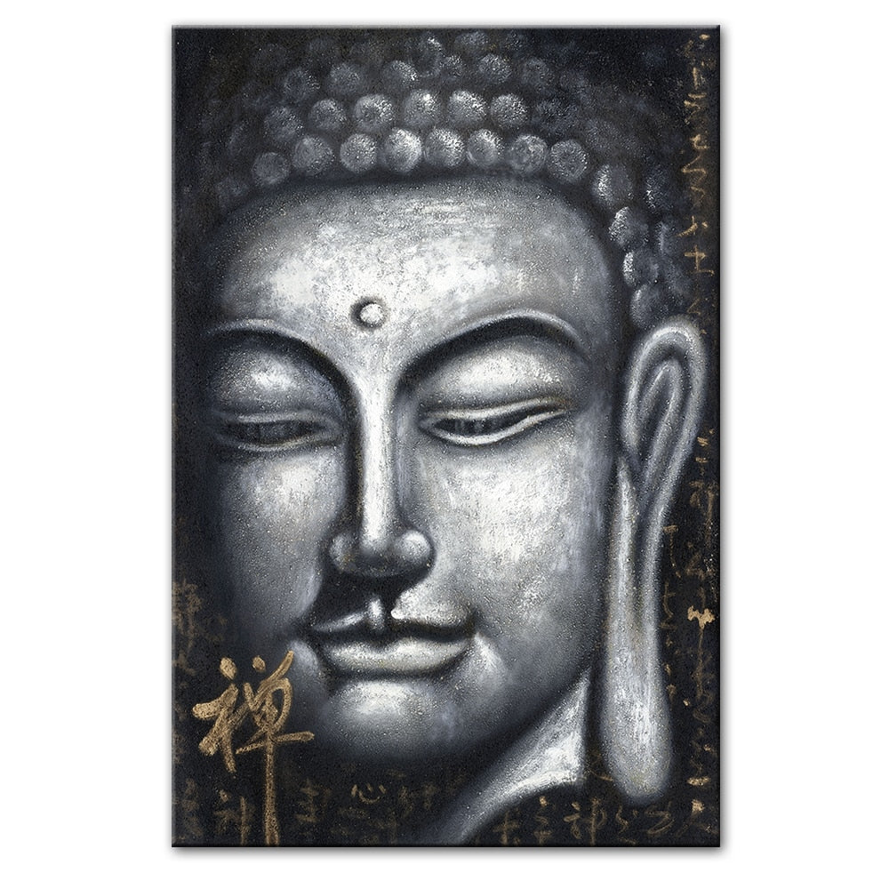 Sliver Buddha Oil Painting Canvas Art