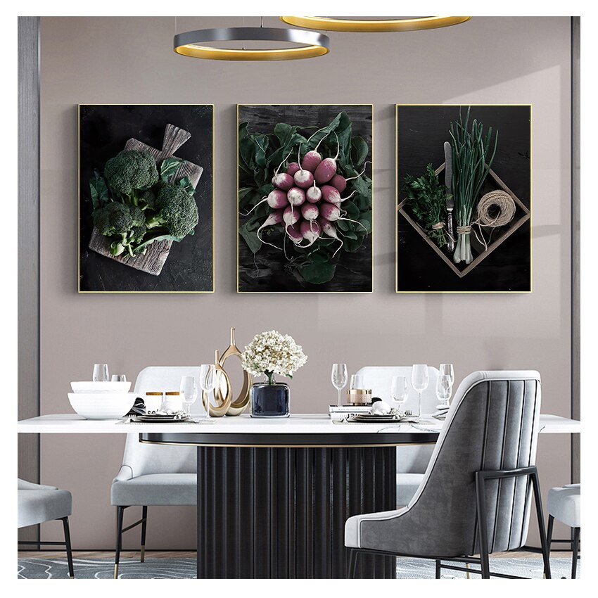 Green Fruit Vegetable Kitchen Canvas Art