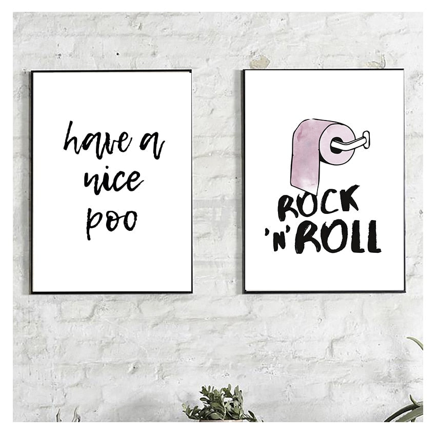 Rock and Roll Have A Nice Poo Bathroom Canvas Art