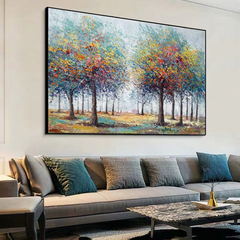 Colorful Tree Painting Wall Art Canvas