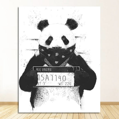 Black and White Cute Panda Dog Boston Terrier Canvas Art