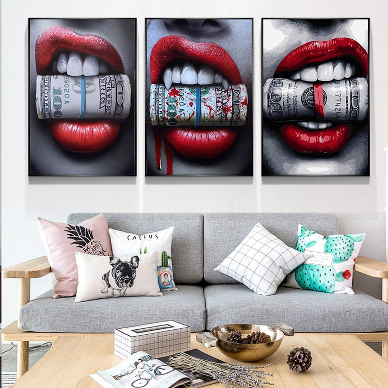 Sexy Red Lips Canvas Art