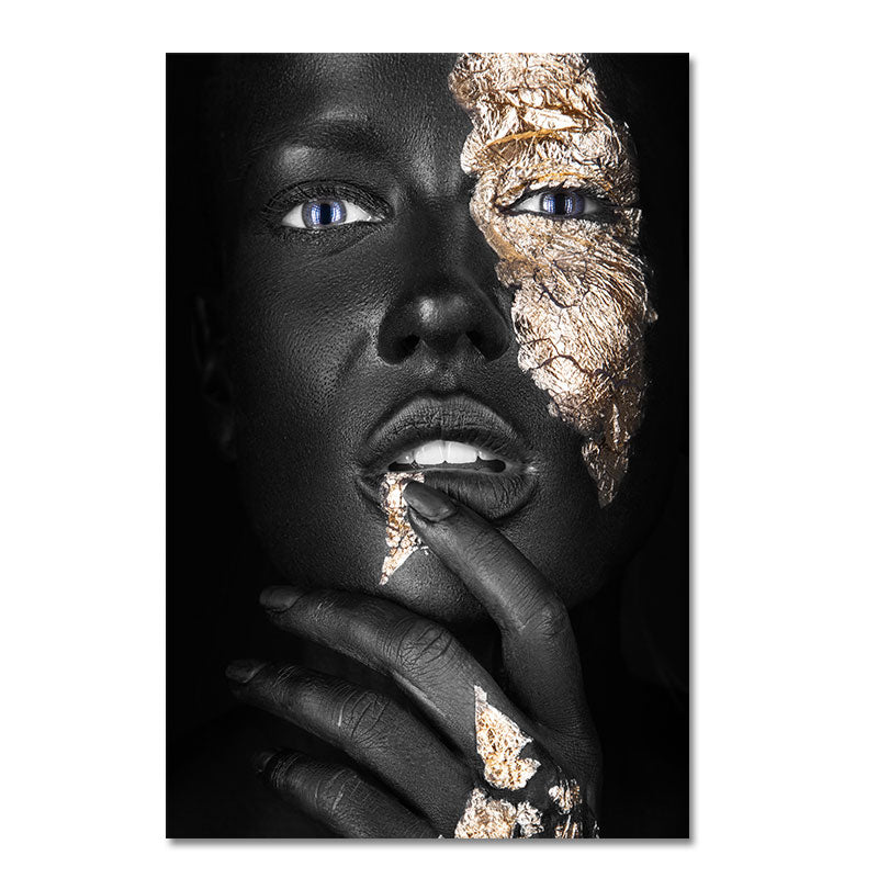 African Black and Gold Woman Canvas Art