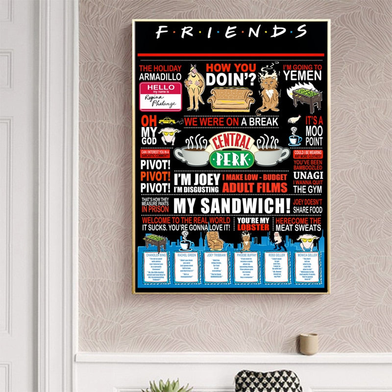 Friends Poster TV Show Quote Central Perk Canvas Art