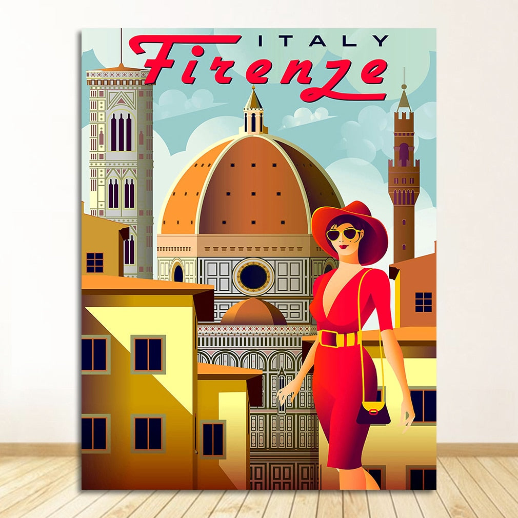 Italy Rome Capri Tuscany Retro Canvas Art