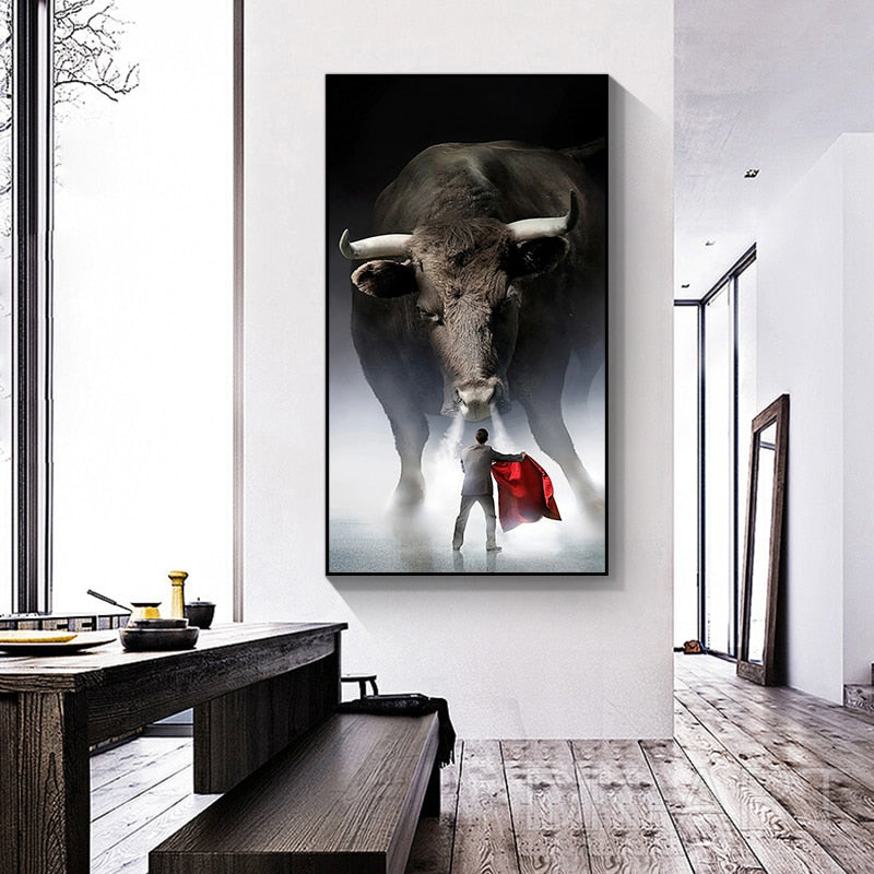 Matador Bull Fight Art Canvas