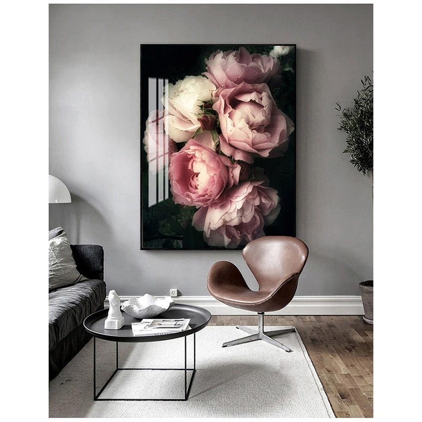 Realistic Pink and White Flower Canvas Art