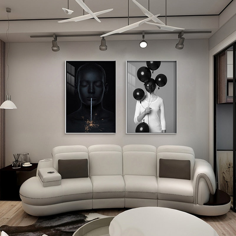 Black and White Balloon Fashion Canvas Art