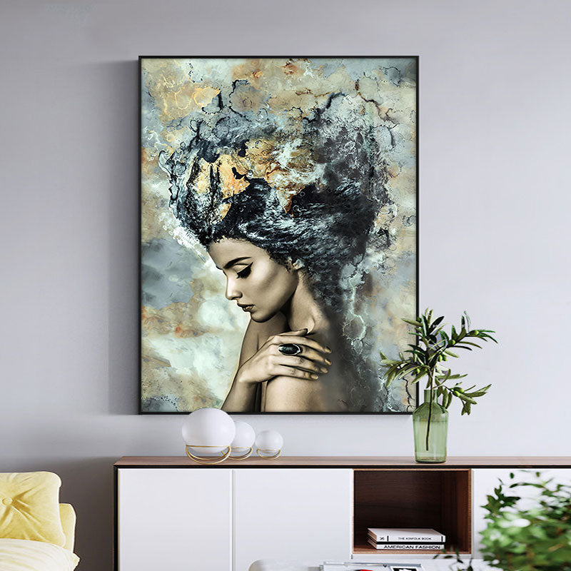 Abstract Marble Girl Painting Canvas Art