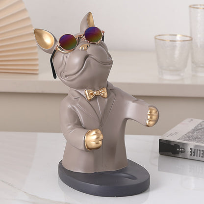 Bulldog Wine Holder Statue