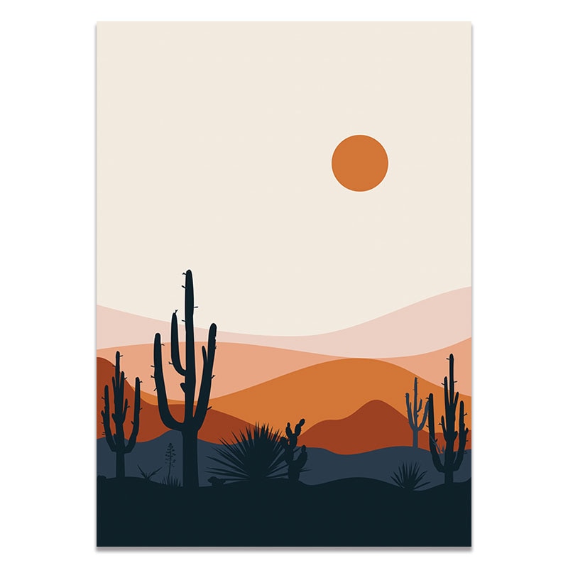 Abstract Sun and Moon Desert Canvas Art