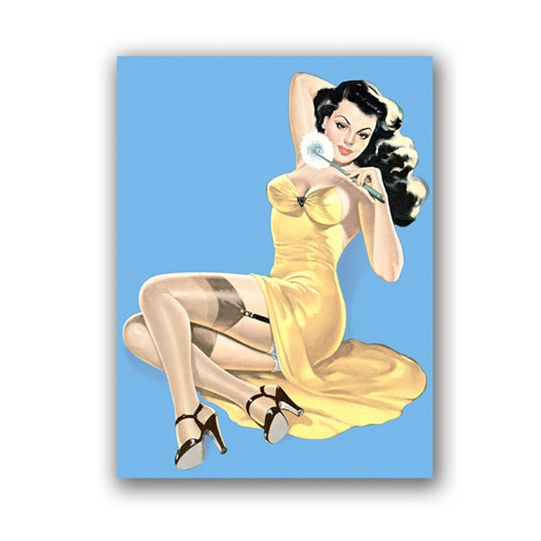 Vintage Pin Up Girl Sexy Women Canvas Art