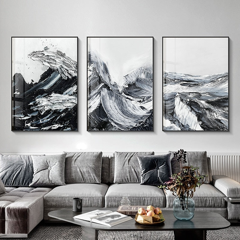 Sea Wave Abstract Painting Canvas Art