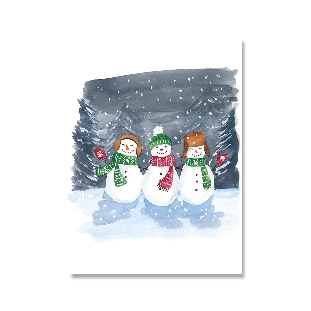 Christmas Snowman Canvas Art