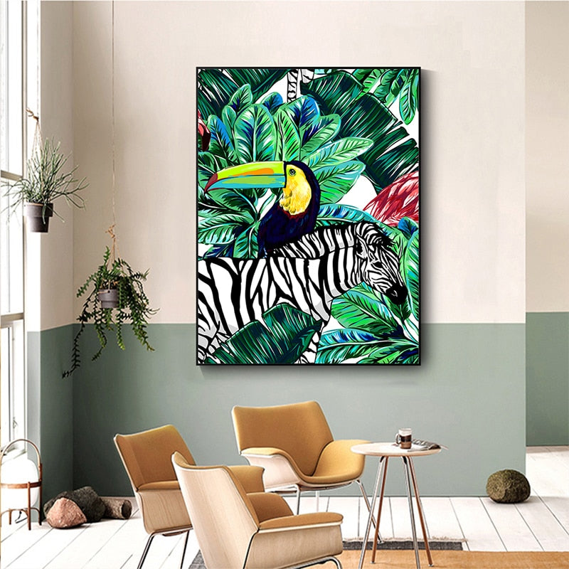 Tropical Plant Animal Canvas Art