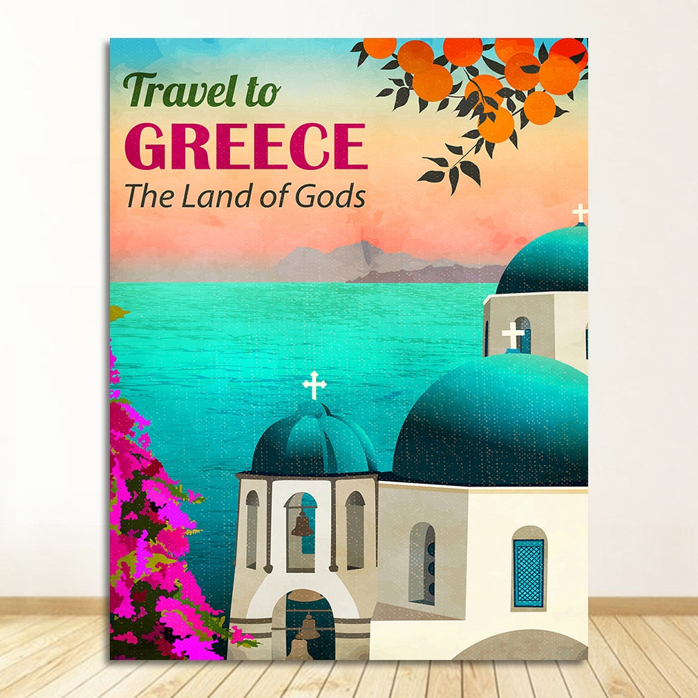 Greece Santorini Island Art Canvas