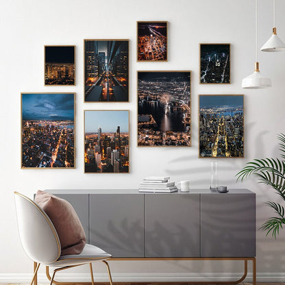 Night Cities Skylines Canvas Art