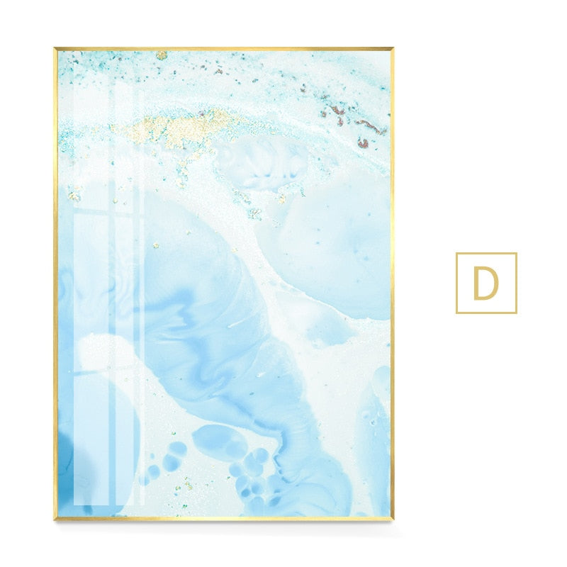 White Light Blue Marble Canvas Art