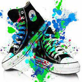 Colorful Graffiti Sneakers Canvas Art