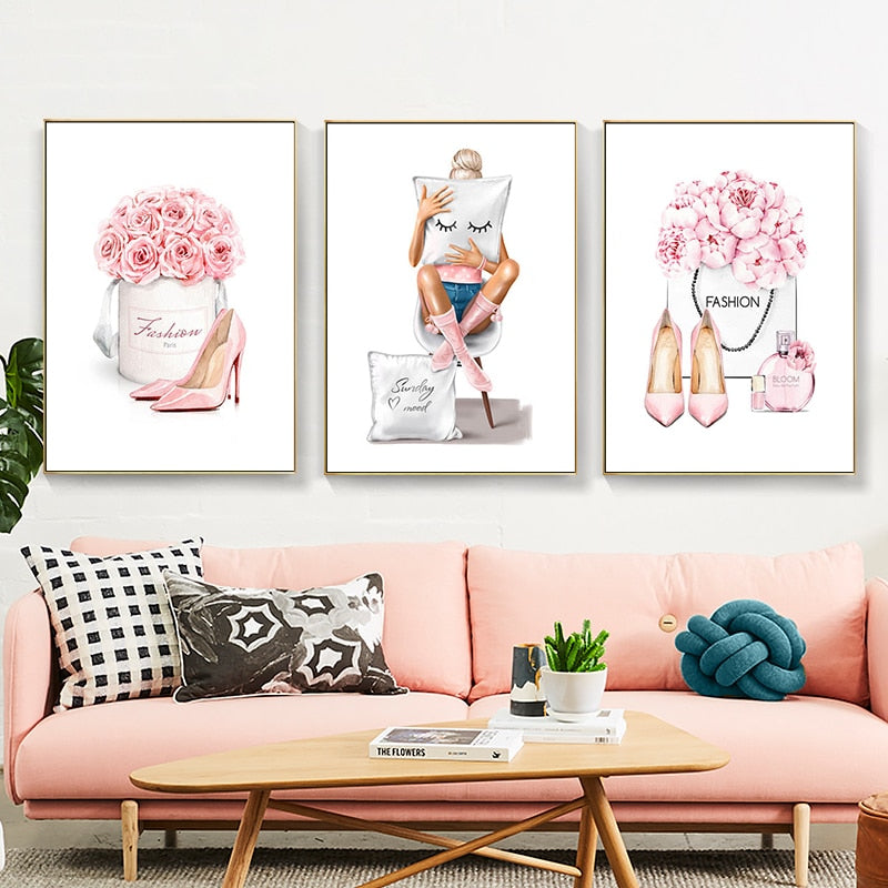 Pink Fashion Wall Art Canvas