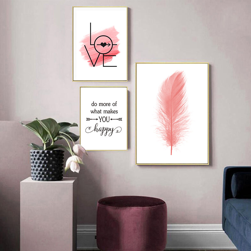 Pink Feathers Girl Room Canvas Art