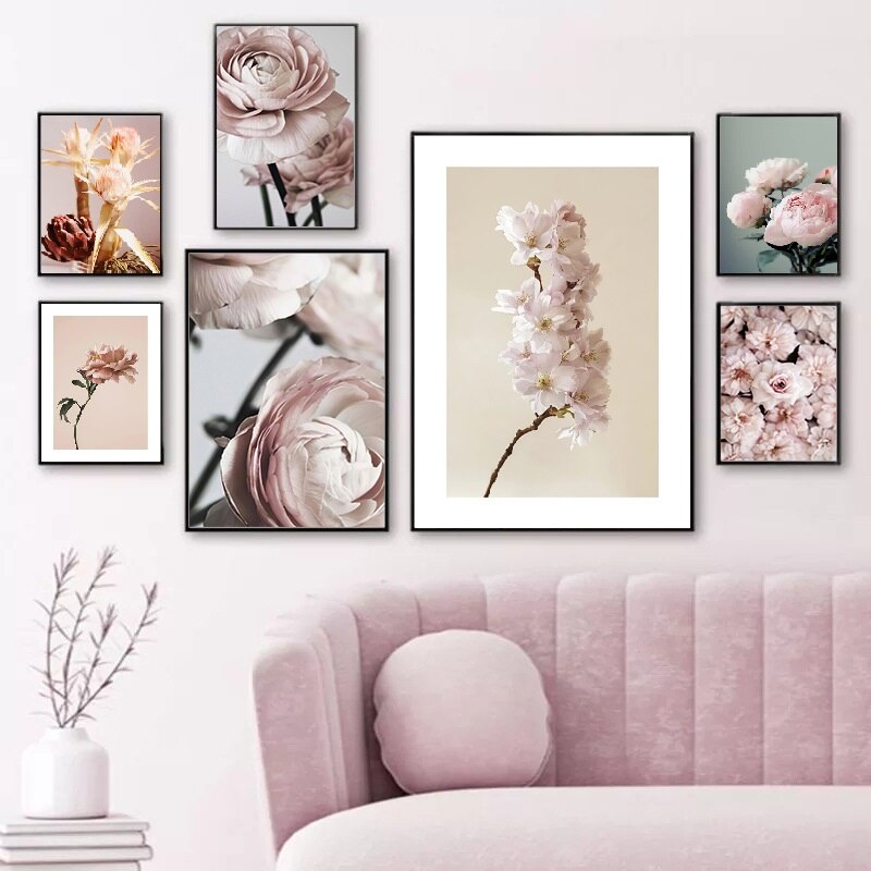 Pink Peony Rose Flower Canvas Art