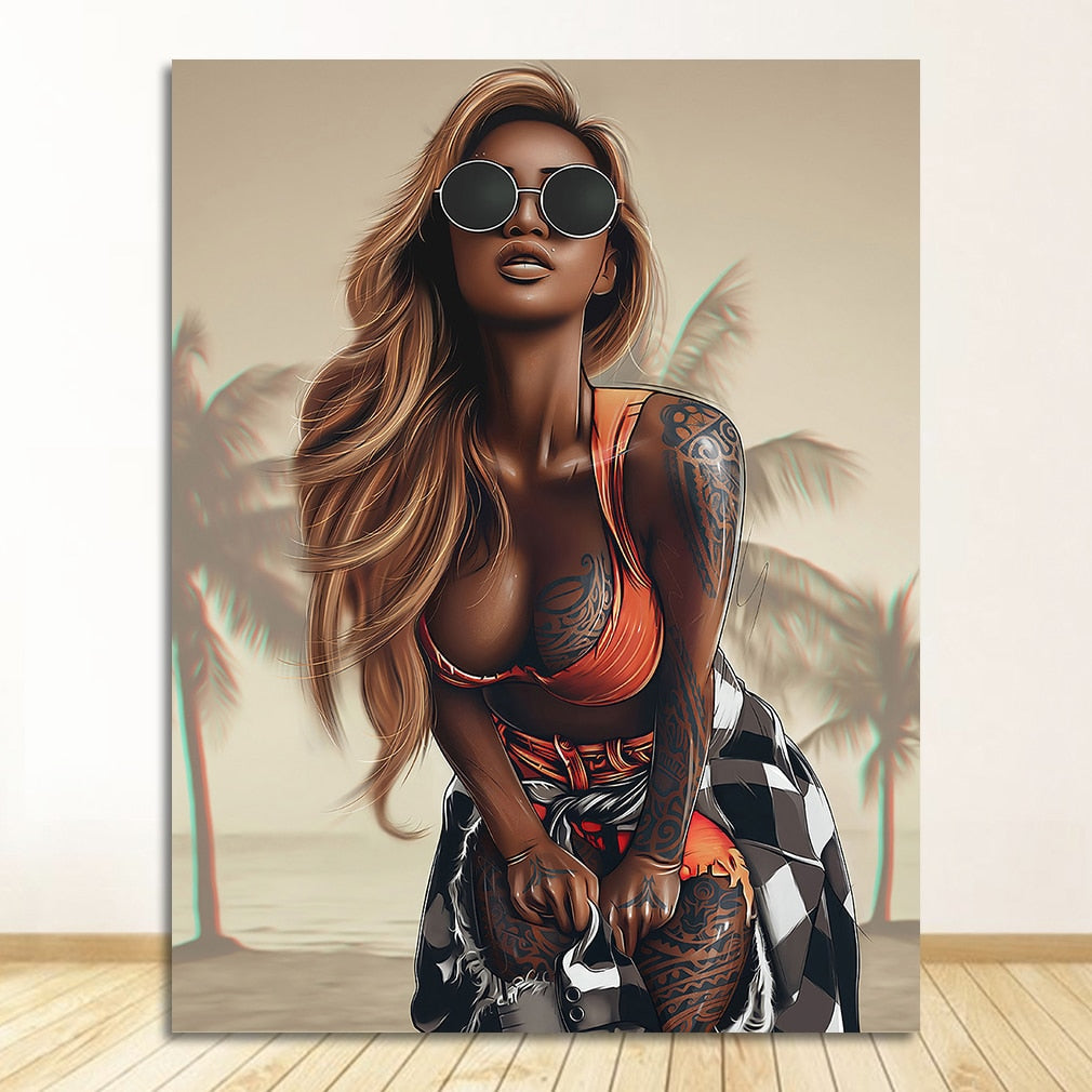 Pop Art Sexy Tattoo Woman Canvas