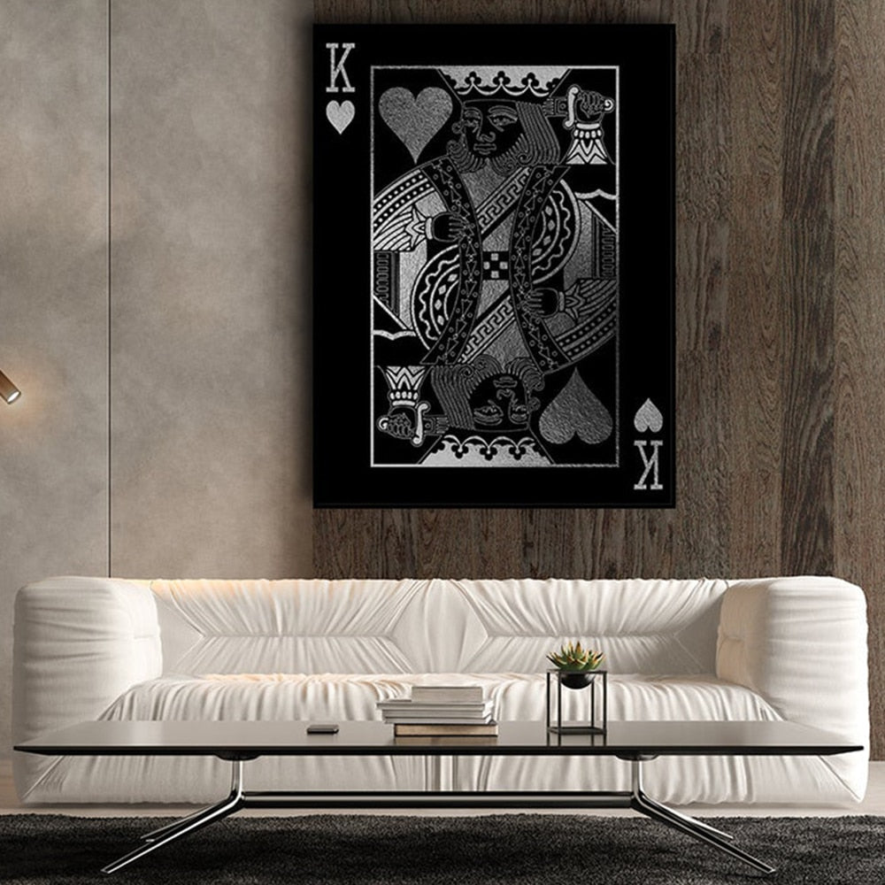 Silver Poker Card Canvas Art