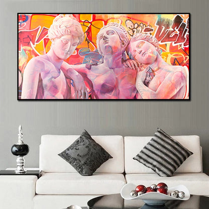 The Three Goddess Sculpture Graffiti Canvas Art