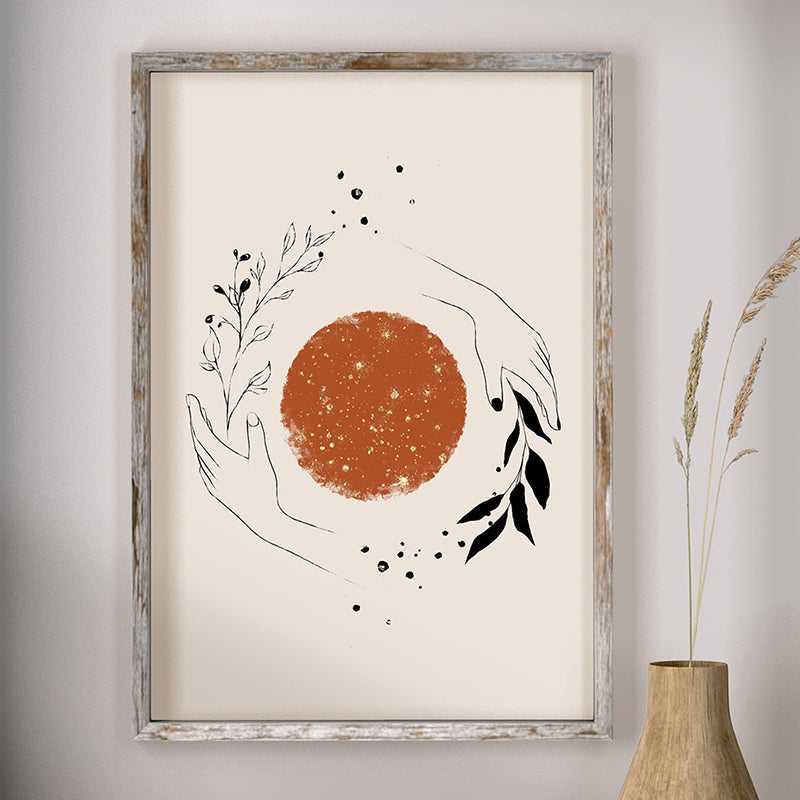 Mystic Hand Sun and Moon Canvas Art