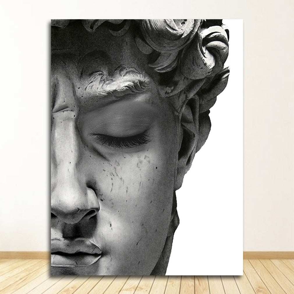 Black and White David Head Wall Art Canvas