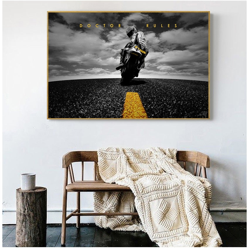 Motorcycle Race Canvas Painting Art