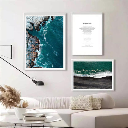 Beach Overlooking Blue Ocean Canvas Art