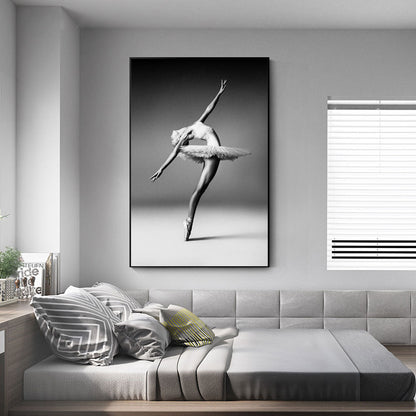 Black and White Ballet Girl On The Wall Canvas Art